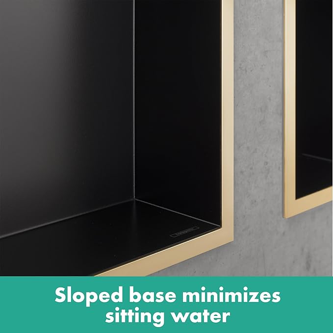 hansgrohe XtraStoris Minimalistic Recessed Wall Niche with Open Frame 12"x 12"x 4" in Brushed Stainless Steel, 56073800