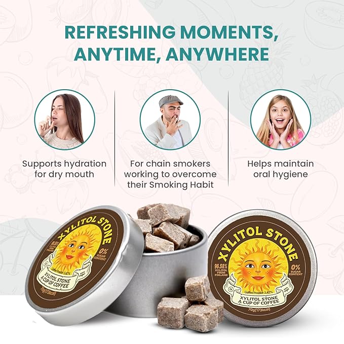 Xylitol Stone Sugar Free Candy - Vegan & Keto Friendly Unique Hard Candy Sugar-Free - 100% Natural Flavor Candies - Gluten Free & Non-GMO Breath Freshener Low Calorie Mints - Coffee (Pack of 2)