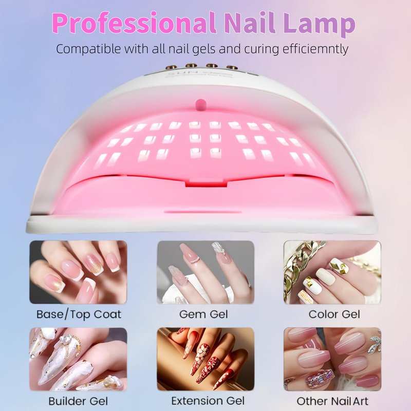 UV LED Nail Lamp with 81 Beads, 380W Nail Curing Lamps for Gel Polish with Automatic Sensor/4 Timer Setting,Led Nail Dryer, Professional Nail Art Drying Tools for Fingernail and Toenail