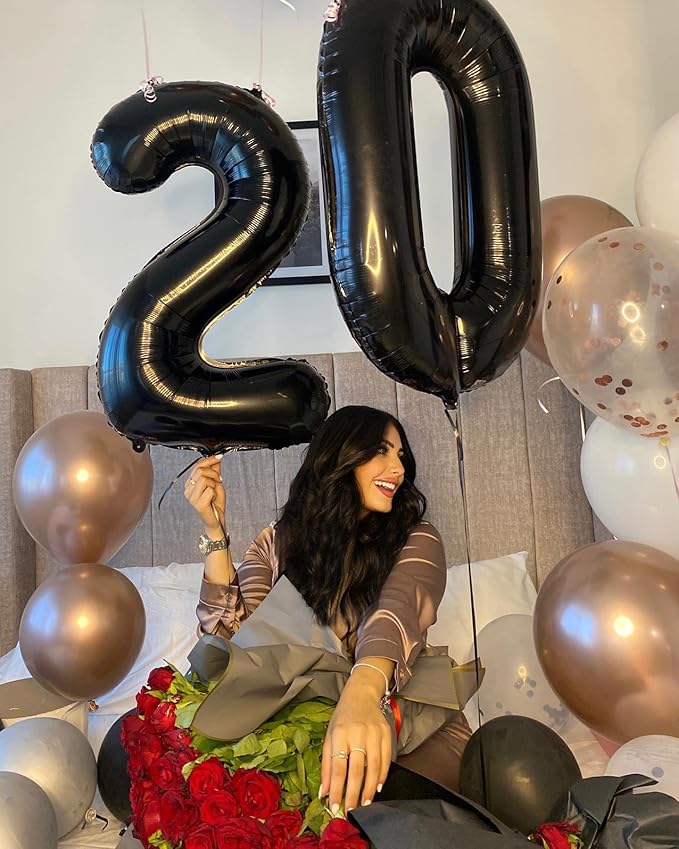 17 Balloon Number, Black Number 17th Birthday Balloons 40 Inch, Sweet 17 Years Old Black Birthday Decorations for Boys Girls, 17th Anniversary Decorations