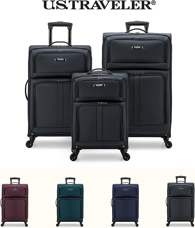 U.S. Traveler Anzio Softside Expandable Luggage with Spinner Wheels, Dark Grey, 2-Piece Set (22/30)