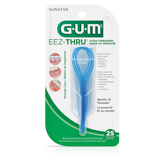 GUM EEZ-Thru Floss Threaders, Dental Flossers for Braces, Bridges, & Implants, 25 Count (Pack of 2)