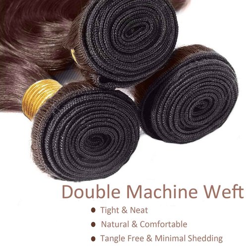 Fabimiya 14 16 18 Inch Human Hair Bundles Brown 4# Water Wave Bundles Human Hair Unprocessed Soft Sewn In Hair with Double Weft for Black Women
