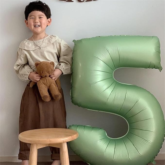 Large 10 Balloons Number Sage Green, 40 Inch Olive Green Helium Foil Number 1 & 0 Balloons Self Inflating for Girls Women 10th Birthday Party Balloons Anniversary Jungle Safari Decorations Supplies