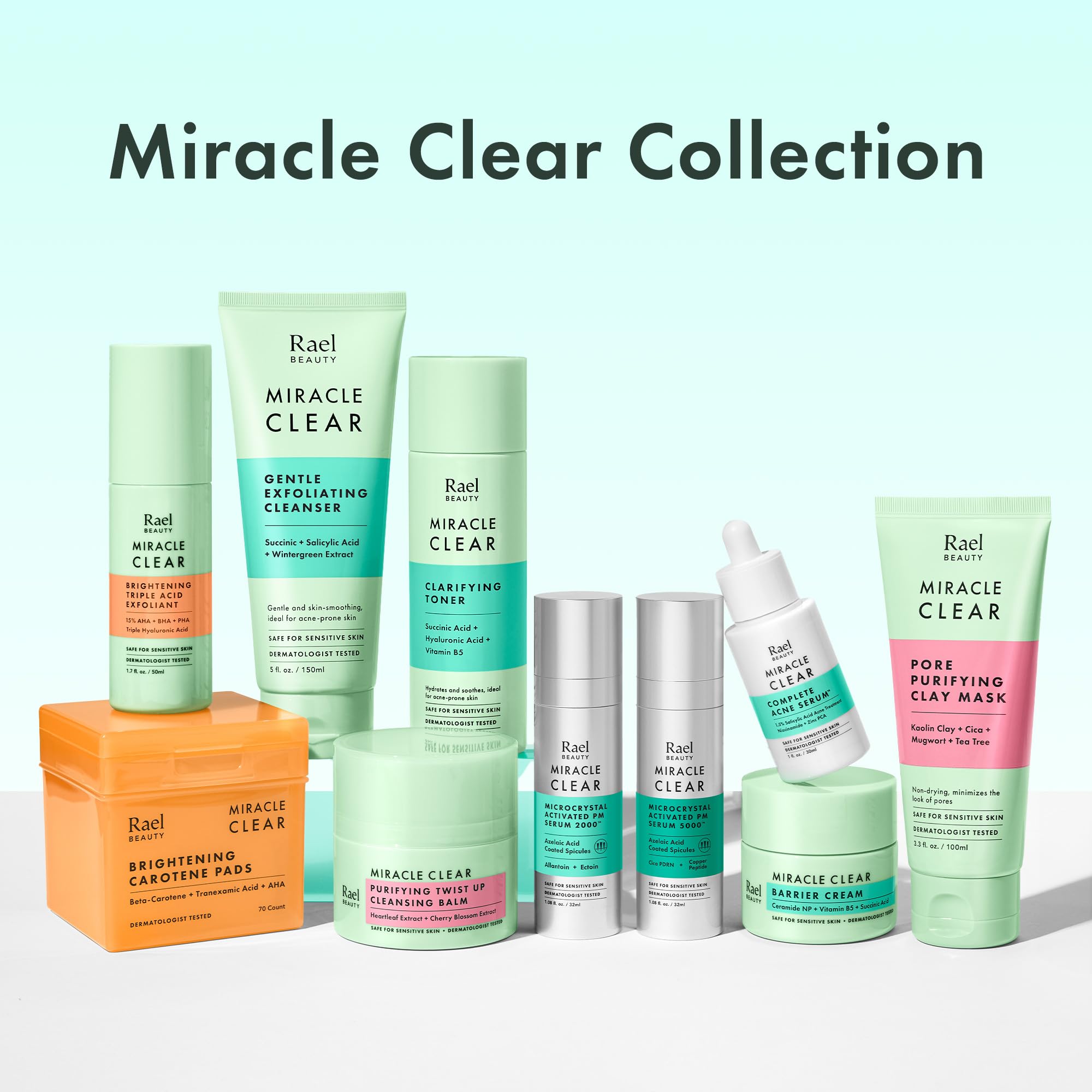 Rael Miracle Clear Toner Pads for Face, Dual Exfoliating & Soothing (70 Ct)