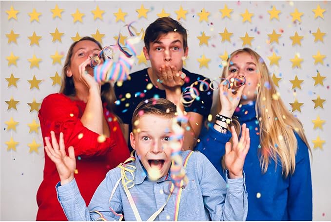 Yzurbu Gold Star Garland, 78 Feet Double Side Hanging Sparkly Paper Star Banner Decorations for Birthday Wedding Engagement Baby Shower Christmas Holiday Party