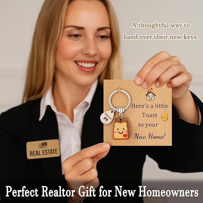 Cute Toast Keychain for Girls, New Beginnings Gifts for Best Friend as Next Chapter Stuff, Cute Love Engagement Housewarming Birthday New Job Gifts for Coworker Couple Bestie Sister Parents