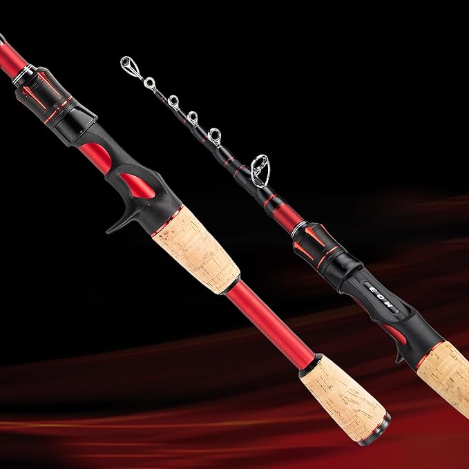 EOW XPEDITE LITE Portable Telescopic Fishing Rods & Combo, Spinning & Casting Fishing Poles, 24T Carbon Rod Blanks, Solid Carbon Tip, Split Cork Grips, Travel Rod, Combos with 5+1BB Spinning Reel
