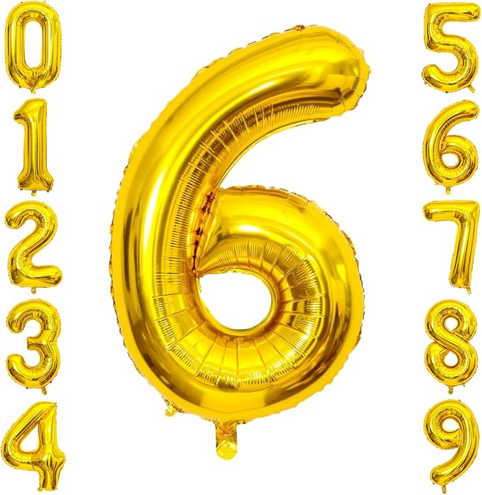 Gold Number Balloons Birthday Balloons - Giant Gold Number 6 Balloon 40 inch, Numbers Balloon Birthday Decorations, Gold Party Supplies for Women Men