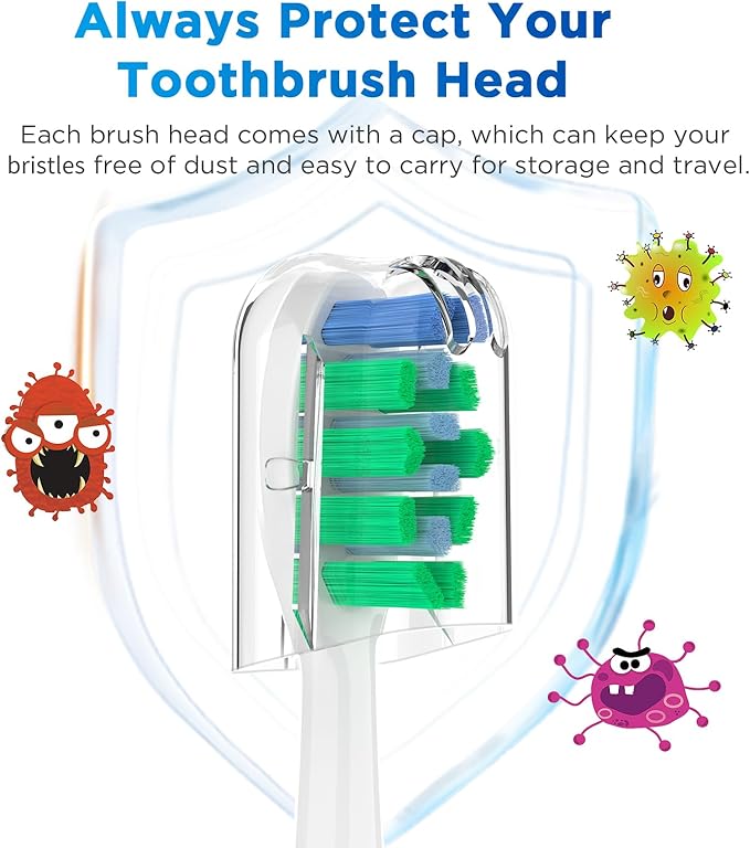 Replacement Brush Heads for Waterpik Sensonic Complete Care Toothbrush, with Covers, Compact, White, 10 Count