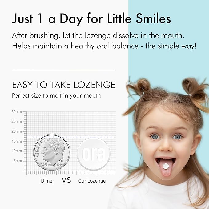 OraTicx Kids Dental Probiotics for Anti-Cavity + Healthy Teeth and Gums, 8 Billion CFU Probiotics for Oral Health, Yogurt Flavor 1-PK