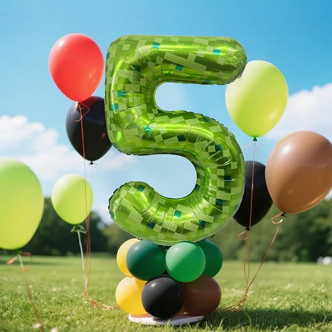 Green Number Balloons, Gaint Green Pixel Number 6 Balloon 40 Inch Dark green 6 Balloon for Boys Girls Kids 6th Birthday Party Decoration