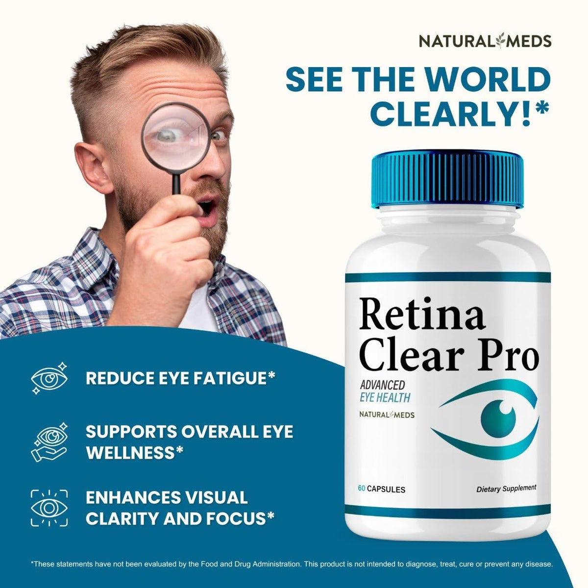 Retina Clear Eye Supplement - Retina Clear for Eyes Capsules - Maximum Strength, Advanced Formula All Natural Visual Wellness, RetinaClear Pro Reviews (60 Capsules)