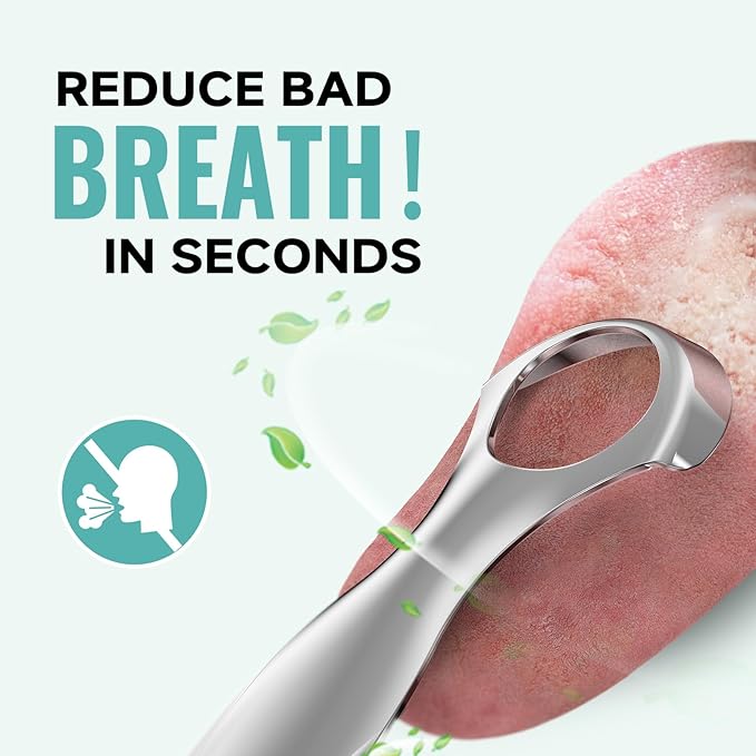 RONAVO Tongue Scraper Tongue Cleaner (New Series) Tongue Scraper for Adults Portable Storage Tongue Coating Removal Bad Breath Care Metal Tongue Scraper with Green Carrying Case