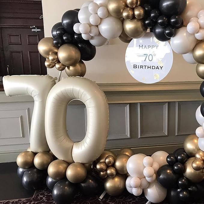 40 Inch Cream Number 0 Balloon, Beige Large 0-9 Birthday Balloons, Digital 0 Cream White Giant 0 Foil Balloon for Numbers 0/10/20/30/40/50/60/70/80/100 Year Old Birthday Anniversary Party Decorations