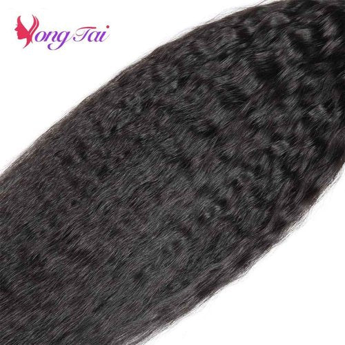 Kinky Straight Hair 3 Bundles 14 16 18 Inch 100% Unprocessed Brazilian Yaki Straight Bundles Human Hair Weave Extensions 1B Color Kinky Straight Human Hair for Women