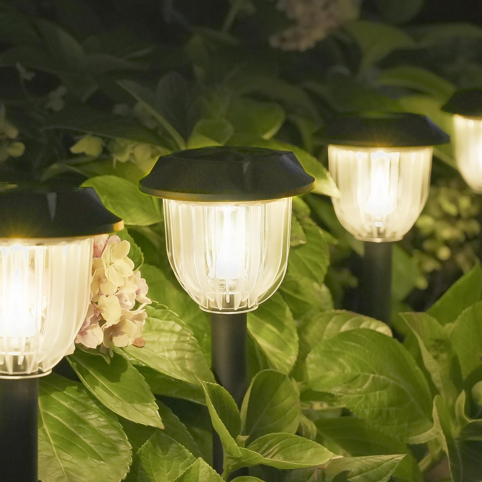 Bright 10 Pack Solar Pathway Lights Outdoor, Solar Powered Garden Lights Waterproof IP65, Auto On/Off LED Solar Lights for Landscape Path Lighting,Decor for Yard,Patio,Driveway,Lawn (Warm White)