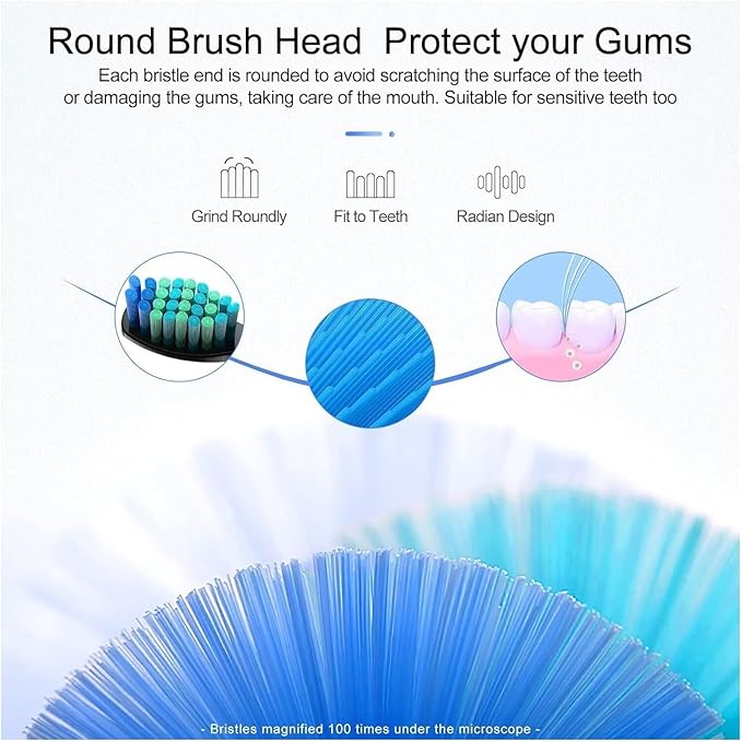 Replaceable Brush Heads Bristle Refill ，Compatibility for Seago/Fairywill Electric Toothbrush FW/SG 507/508/515/551/917/959(Black 8)