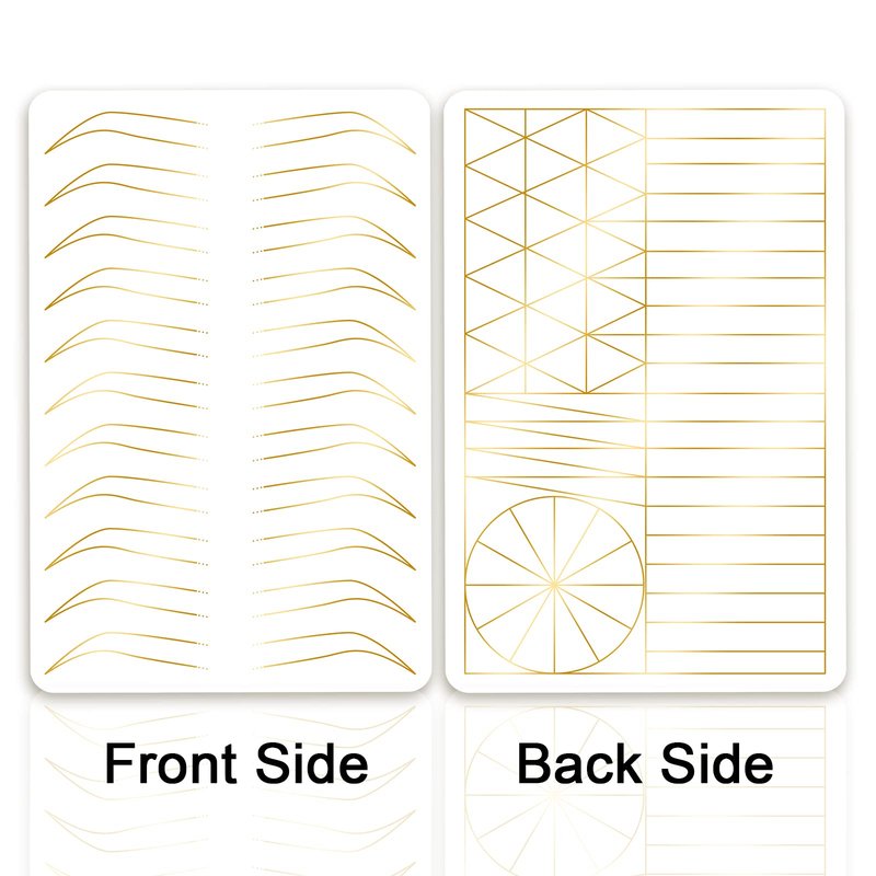 Guapa Silicone Eyebrow Practice Skin Ombre Powder Brows Fake Skin Sheet Double Sides Microblading Practice Skin for Tatto Artists and Beginners (3pcs White Brow Skin with Golden Outline)