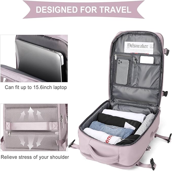 WONHOX Large Travel Backpack Carry on Flight Approved Laptop Work Business Backpack for Women Men Mochila de Viaje