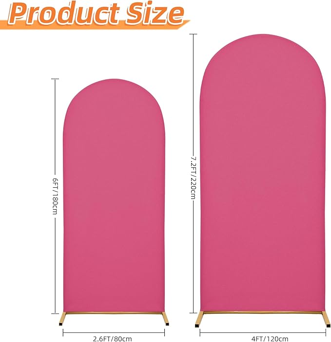 Arch Covers,Arch Backdrop Stand Fitted Cover for Wedding Birthday Party Ceremony Banquet Decoration(7.2FT&6FT,Rose Red,Cover Only)