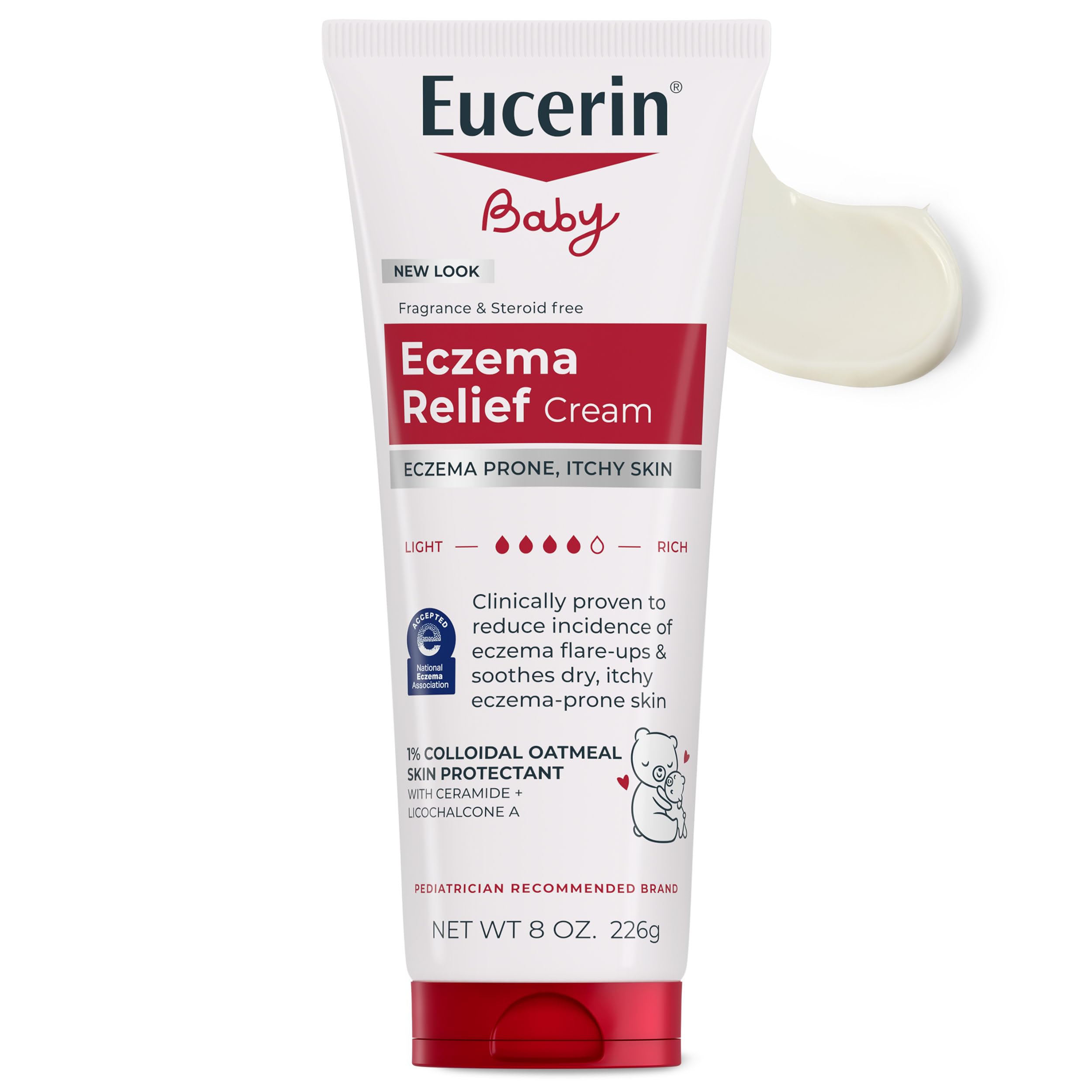 Eucerin Baby Eczema Relief Body Cream, Fragrance Free Baby Eczema Cream with Colloidal Oatmeal, Ceramide-3 and Licorice Root Extract, 8 Oz Tube