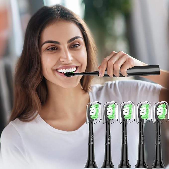Osctor Fit for Sonicare Replacement Heads, Toothbrush Replacement Brush Heads Compatible with Philips Sonicare Click on Electric Toothbrush, 4 Pack, Black