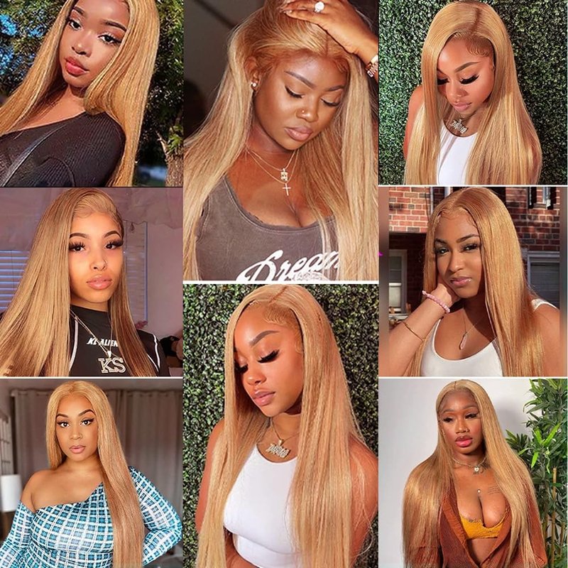 Color 27 Human Hair Bundles 27/30 Straight Bundle Highlight Bundle Human Hair Unprocessed Virgin Hair 3 Bundles 12 14 16 Inch