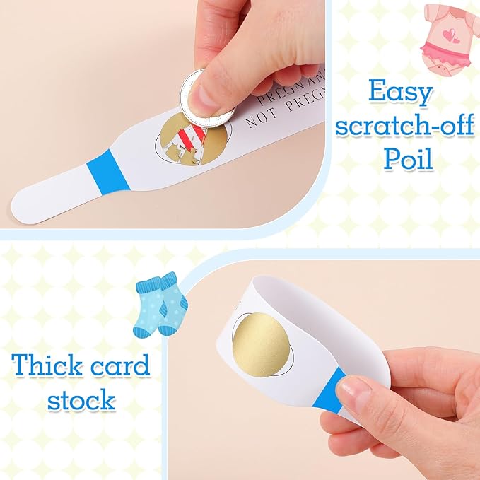 40 Pcs Blue Scratch off Pregnancy Test Kit Baby Shower Games Baby Shower Games Baby Shower Scratch off Game for Boys