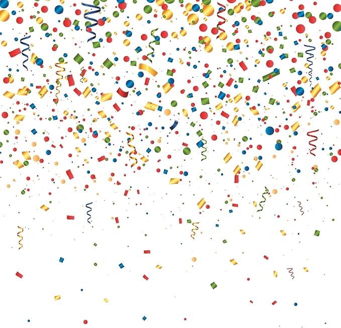 Happy Birthday Photo Booth Backdrop - Colorful Confetti Party Decoration for Kids and Adults (6ft x 6ft)