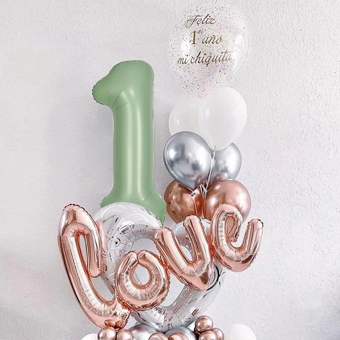 40 Inch Green Number Balloon 0 Olive Green Foil Balloon Sage Green 0 Balloons Mylar Helium Balloon for Birthday Party Decorations Girls Boys Baby Shower Wedding Anniversary Decoration (Number 0)