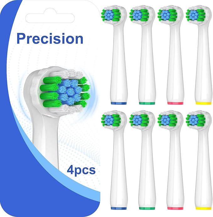 8 Count Precision Refills Replacement Heads Compatible with Oral B Braun for Sensitive Care, Brush Heads Compatible with Oral B Pro 1000/500/Genius x Electric Toothbrush Heads (White)