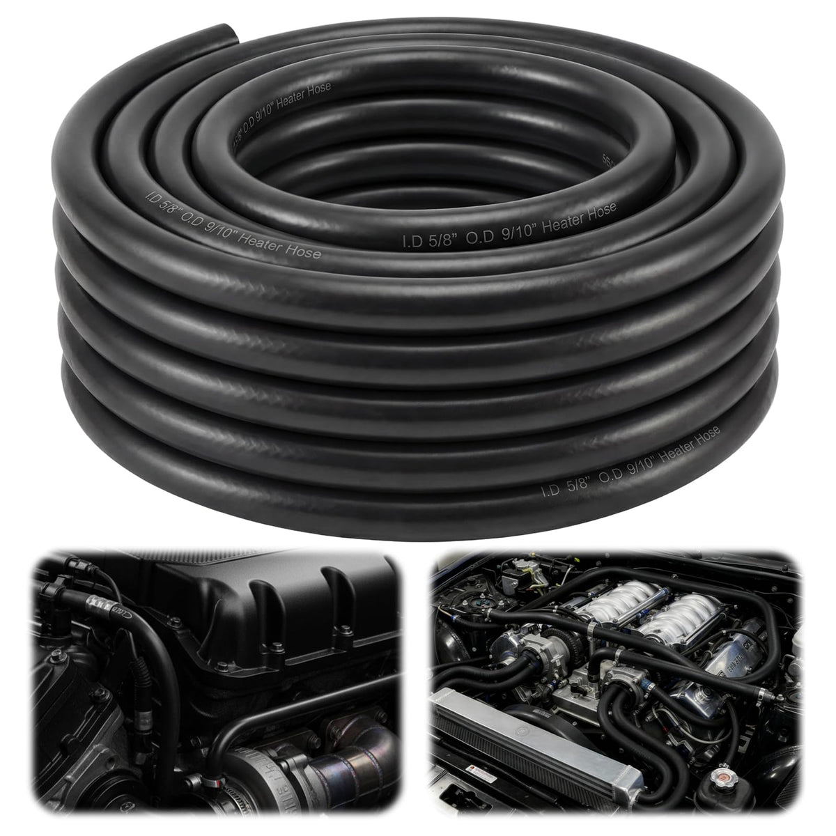 Outus 5/8 ID Heater Hose, 50FT EPDM Rubber Black Heater Hose, 85PSI Working Pressure for Automotive Radiator/Heating Systems