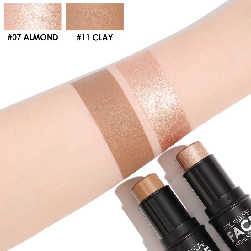 FOCALLURE 2 Pcs Mineral Cream Contour Stick,Moisturize Highlighter and Bronzer Pen,Non Stick Face Brightens & Shades Pencil,Long Lasting & Smooth Gliding Face Illuminator Makeup,Medium