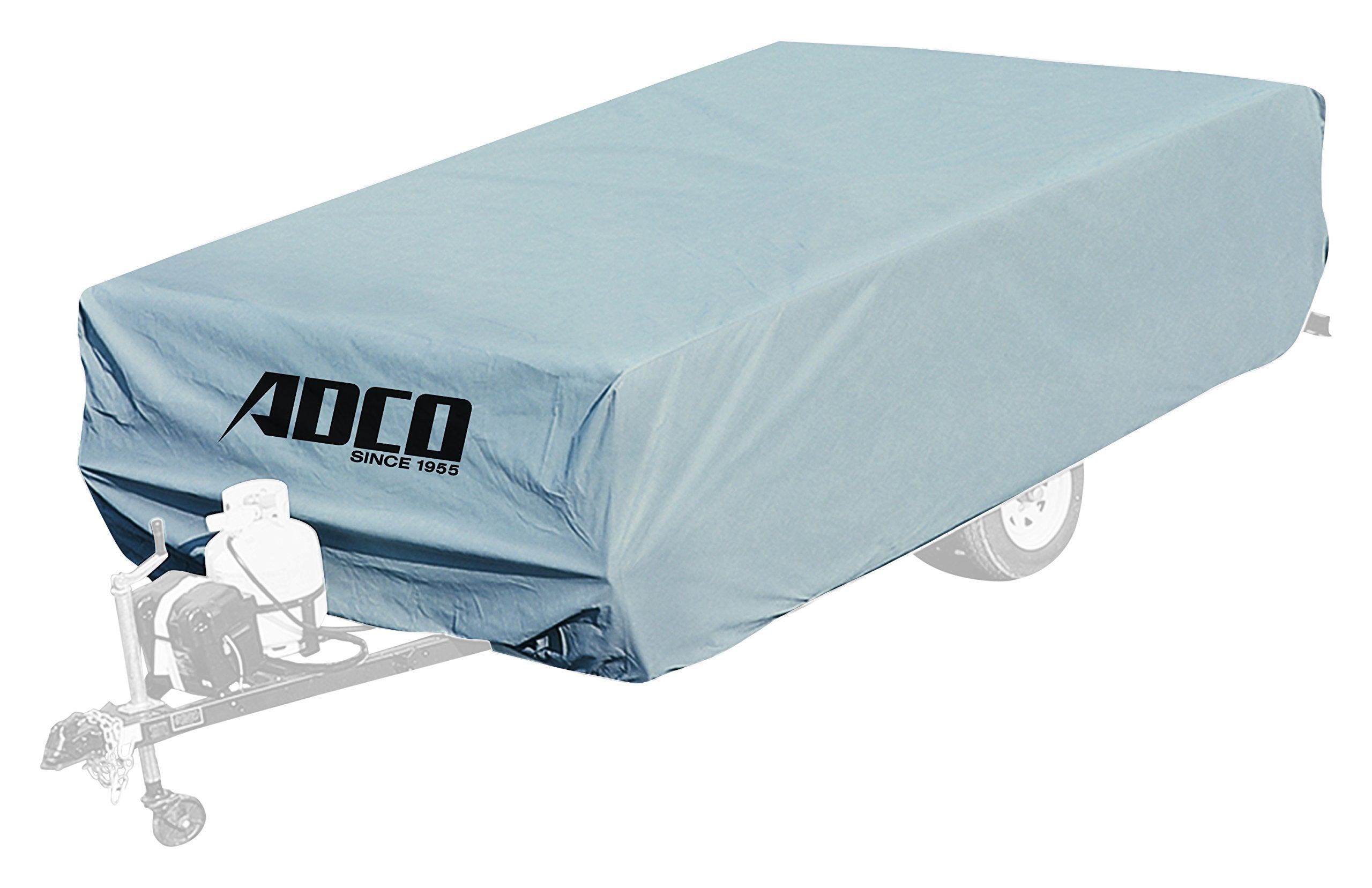 ADCO 2893 Pop Up Folding Trailer Polypropylene Cover, Fits 121 - 14 Trailers, Gray/White