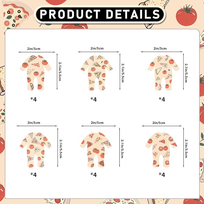 24PCS Pizza Onesie Baby Shower Cupcake Toppers Pizza Baby Shower Decorations Pizza Party Decorations for Cake Decor