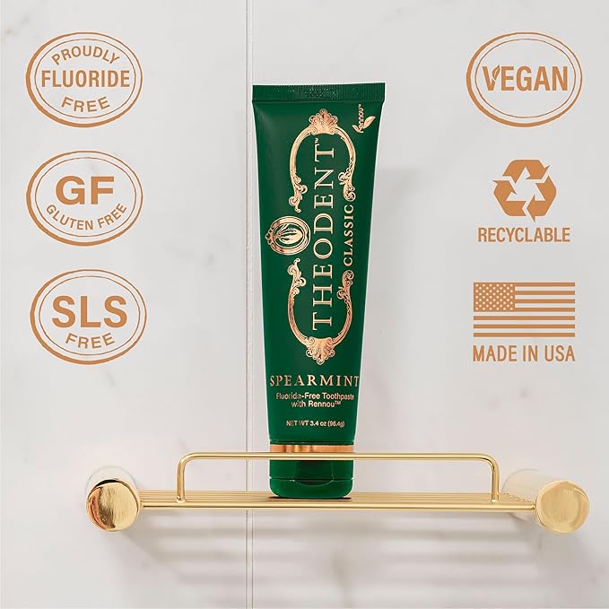 Theodent Classic with Rennou™: Fluoride-Free Theobromine Toothpaste for Proven Remineralization, Sensitivity Relief & Natural Whitening, Spearmint (3.4 Ounces, 96.4 Grams)