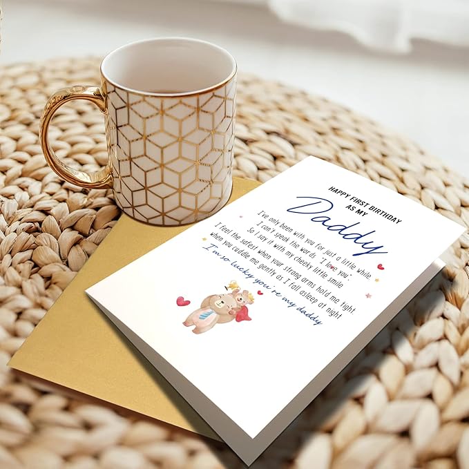 Chenive Happy First Birthday As My Daddy Card, Sentimental New Dad Birthday Card, Bear Themed 1st Daddy Birthday Card from Baby
