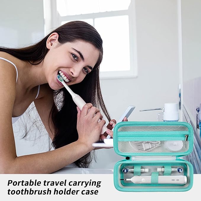 Toothbrush Travel Case Compatible with Oral-B Pro 1000, 2000, 3000, 3500, 1500/ for Philips Sonicare ProtectiveClean 4100 5100 Electric Toothbrush with Mesh Pocket for Accessories - White (Bag Only)
