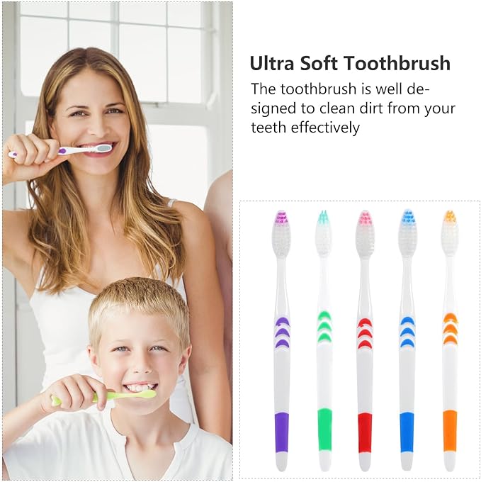 Milisten Disposable Soft Bristle Toothbrushes 30Pcs Travel Oral Care Family Pack Colorful Bristles Portable Manual Toothbrushes for Hotel and Daily Cleaning