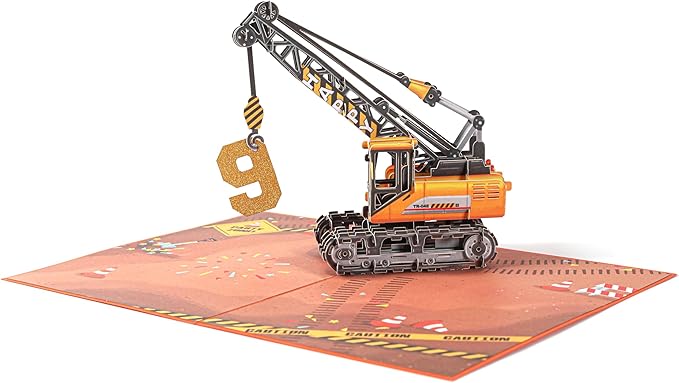 Liif 3D Crane Pop Up Birthday Card for 9 Years Old Boy, Son, Grandson, Kids