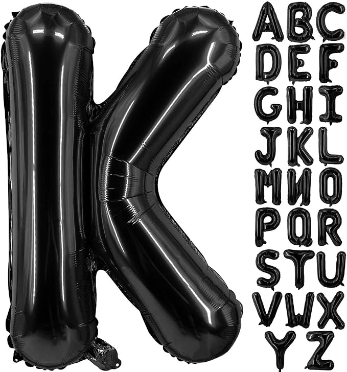 Lovoir 40 Inch Large Black Letter K Balloons Big Size Jumbo Mylar Foil Helium Balloon for Birthday Party Celebration Decorations Alphabet Black K