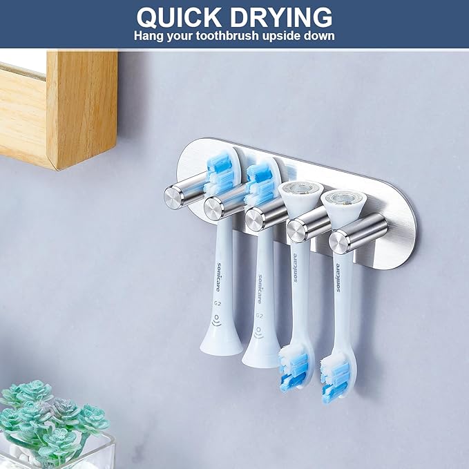 Electric Toothbrush Head Holder for Bathroom Shower, Toothbrush Holders Wall Mounted, Tooth Brushing Holder, Self Adhesive Toothbrush Storage Organizer Toothbrush & Razor Holder (Medium)