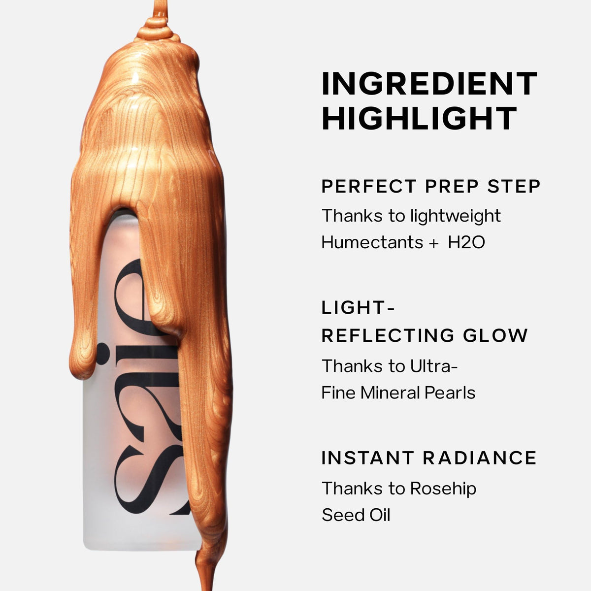 Saie Glowy Super Gel - Hydrating Makeup Primer and Illuminating Glow Serum Enriched with Vitamin C and Squalane Oil - All-Over Liquid Highlighter Makeup for Instant Glass Skin - Sunglow (1 oz)