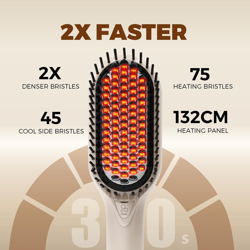 Ufree Upgraded Hair Straightener Brush, 5 Temps Straightening Brush with Ionic Tech, Cool Air System, Dense Bristles, Dual Voltage, Ceramic Hot Comb, Women Gifts