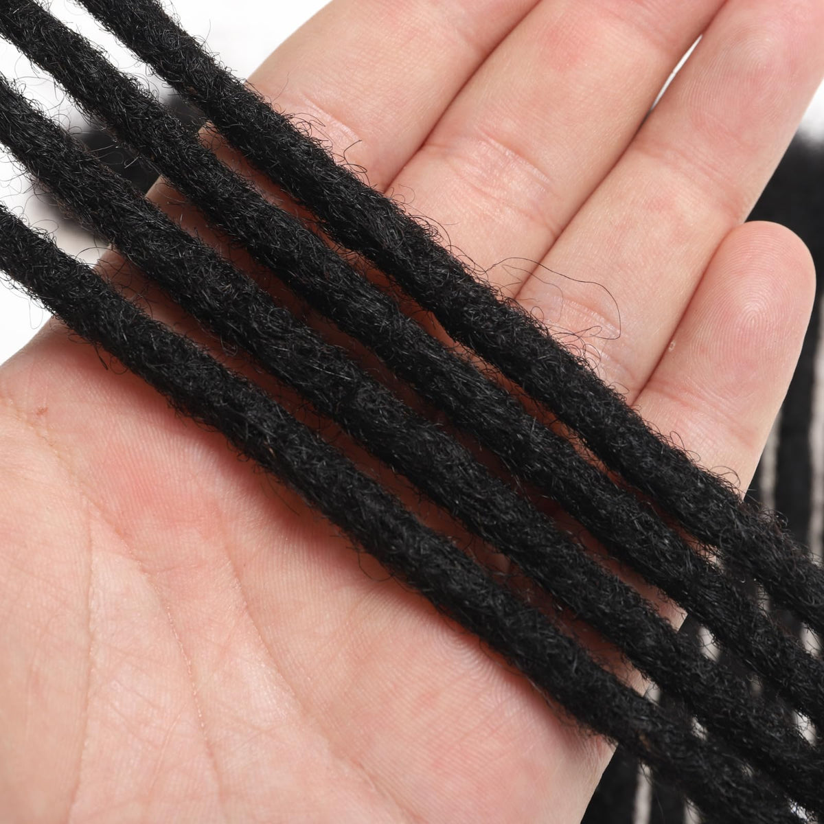 Loc Extensions Human Hair 14 Inch 0.6cm Thickness 10 Strands 100% Full Handmade Permanent Dreadlock Extensions Real Human Hair For Women Men Kids Can Be Dyed Bleached Curled (Width 0.6cm Natual Black)