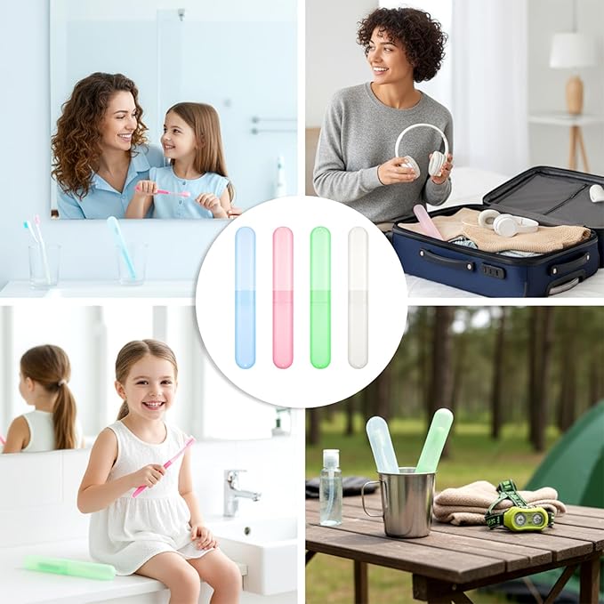 8 PCS Toothbrush Travel Case, Plastic Toothbrushes Covers Portable Tooth Brush Holder for Travel Toothbrush Holder Toothbrushes Container Protector Tooth Brush Case for Trip Camping Home Business