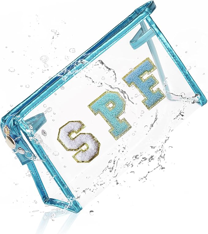 COSHAYSOO Sunscreen Bag Clear Makeup Toiletry Pouch Beach Vacation Essentials for Women Teen Girls Trip Gifts Summer Pool Travel Must Have Accessories Waterproof Stuff