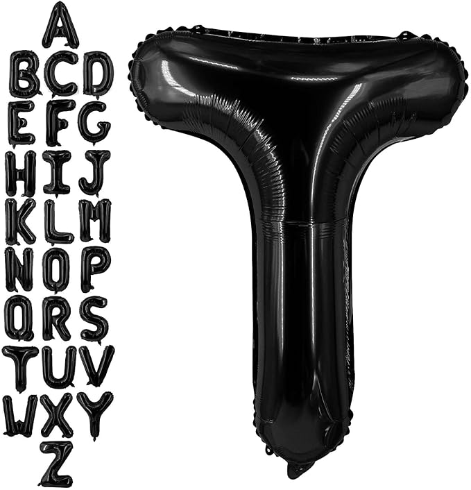 40 Inch Black Letter T Balloons, DIY Phrase Foil Alphabet Letter T Balloons DIY Word T Banner for Birthday Anniversary Celebration Graduation Party Supplies Decoration