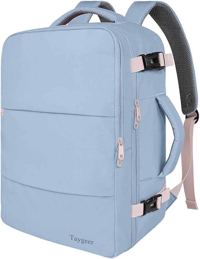 Taygeer Laptop Backpack for Women, TSA Approved Carry On with 17.3 inch Laptop Compartment, Cute Daypack for College Travel Essentials, Business Work Backpack for Travel Essentials, Powder Purple